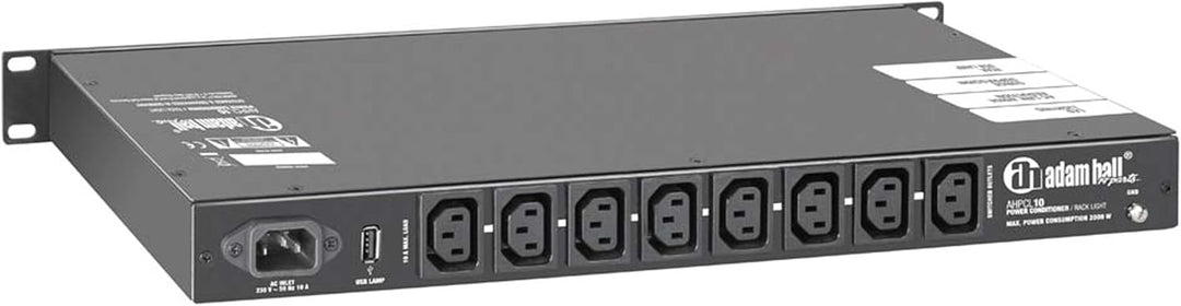 Adam Hall 19" Parts PCL 10 - Power Conditioner mit Rack-Beleuchtung, Schwarz