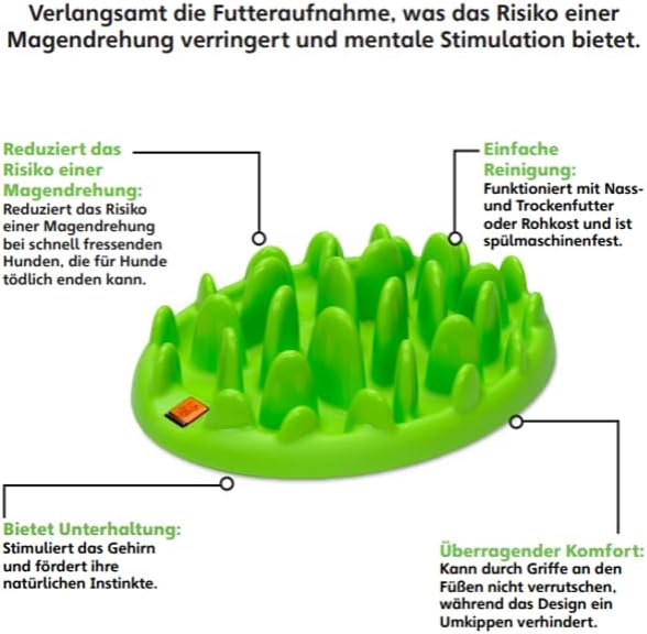 Anti Schling Napf green für Hunde + Katzen Fressnapf Futternapf Hundenapf - in grün Gross, Gross