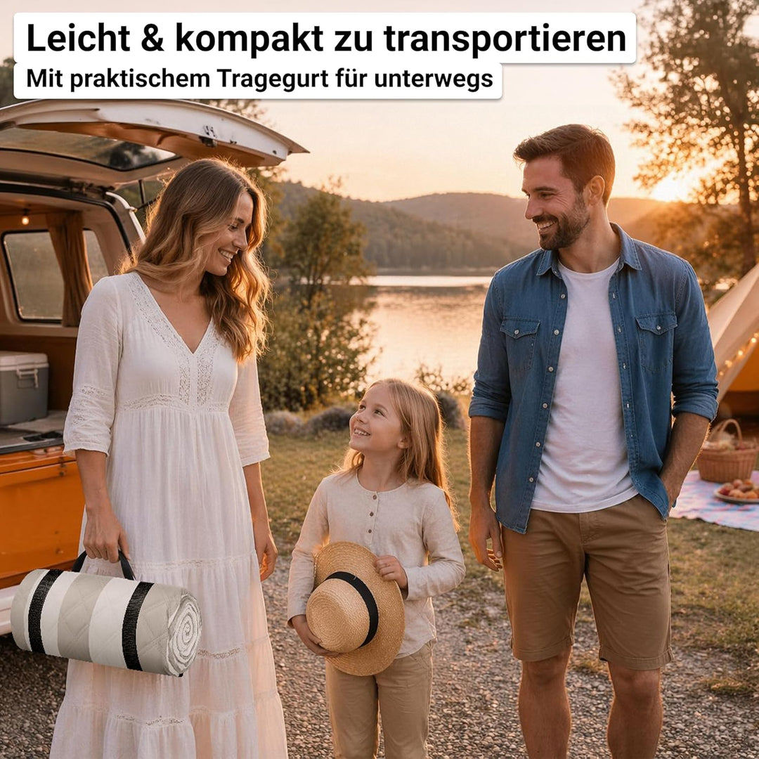 HOEL Picknickdecke 200x200 cm wasserabweisend + isoliert - Strandmatte gepolstert XXL - Picknickdeck