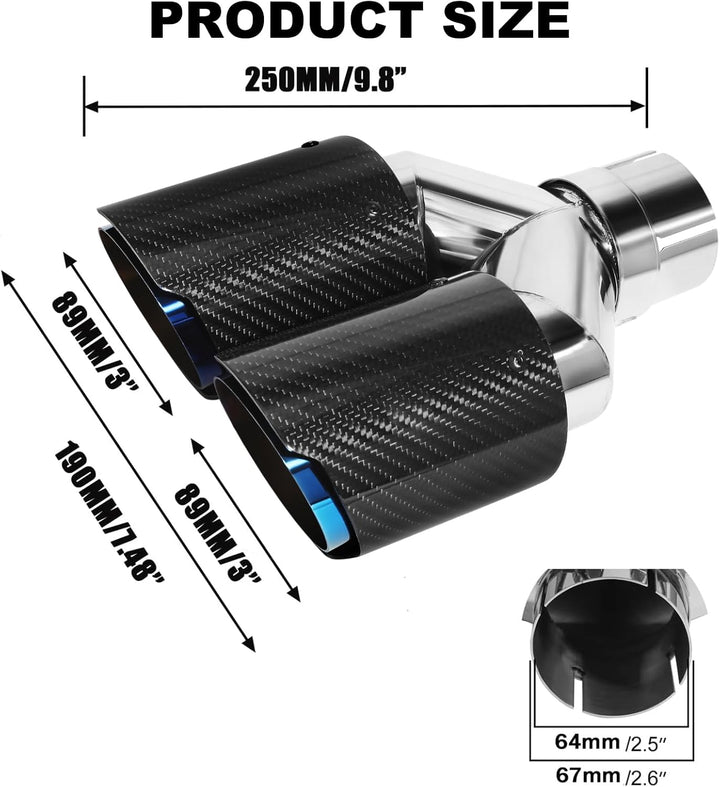 Krtopo 63mm Doppelschalldämpfer Spitze Carbon Auto Auspuffrohr Heckspitze Heckspitze Einlass 2,5" Au