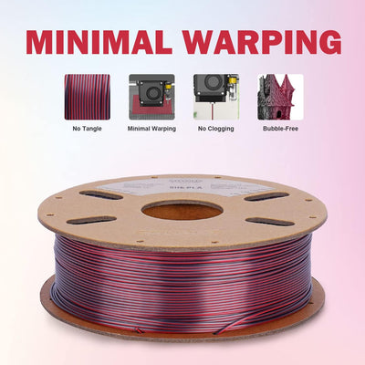 ERYONE Dual Two-Tone PLA Filament 1.75 mm, 3D Printer Filament, 1 kg Spool +/- 0.02 mm, Silk Black R