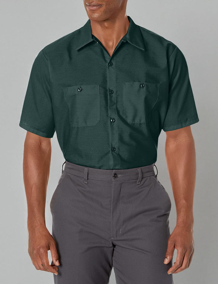 Red Kap Herren Men's Short Sleeve Industrial Work Shirt Work Utility Hemd (1er Pack) L Fichtengrün,