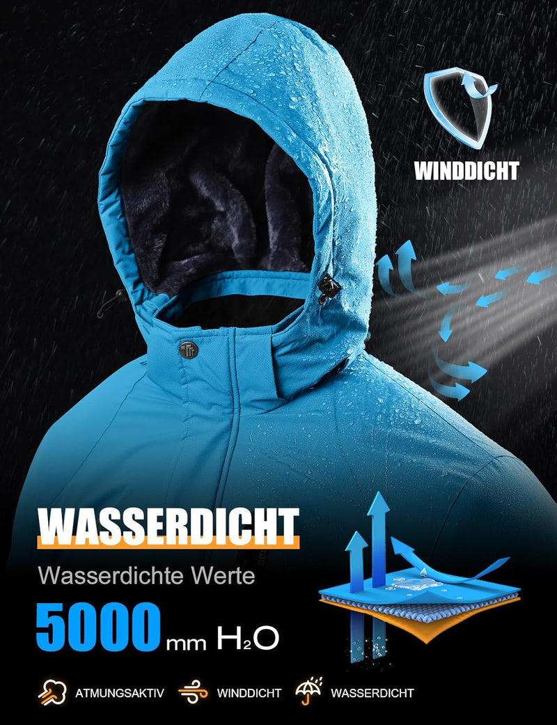 YSENTO Herren Winterjacke wasserdichte Warme Fleece Gefüttert Outdoor Softshelljacke Atmungsaktiv Sk