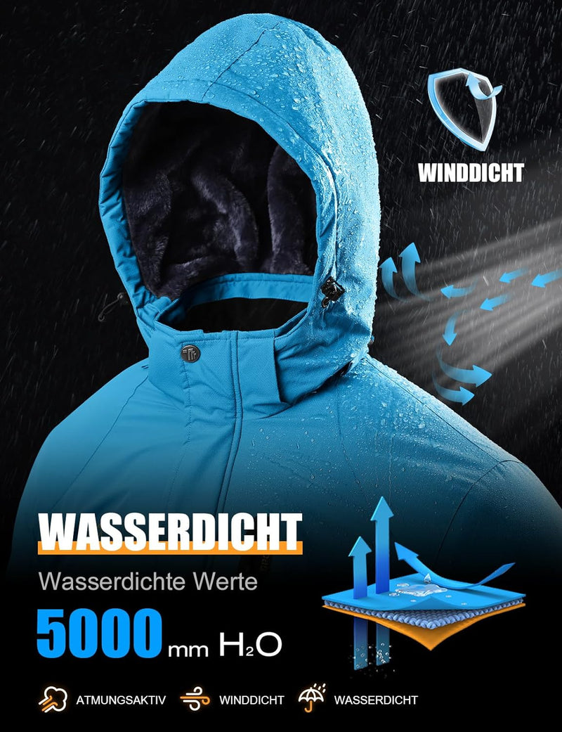 YSENTO Herren Winterjacke Wasserdichte Warme Fleece Gefüttert Outdoor Softshelljacke Atmungsaktiv Sk