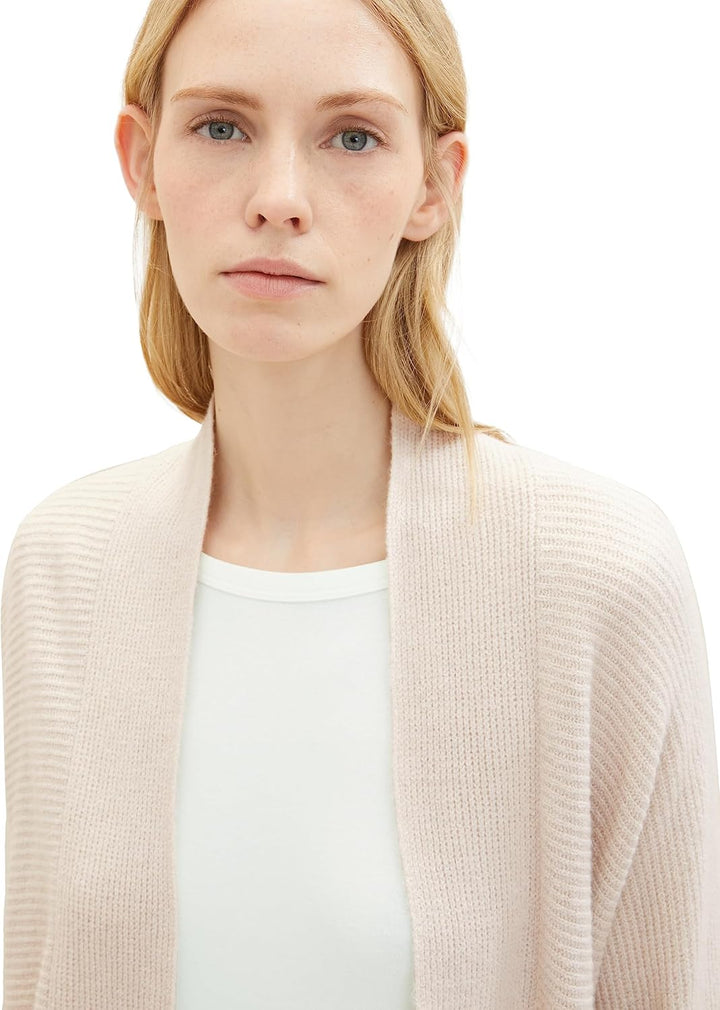 TOM TAILOR Damen Basic Cardigan Strickjacke XL 32398 - Clouds Grey Melange, XL 32398 - Clouds Grey M
