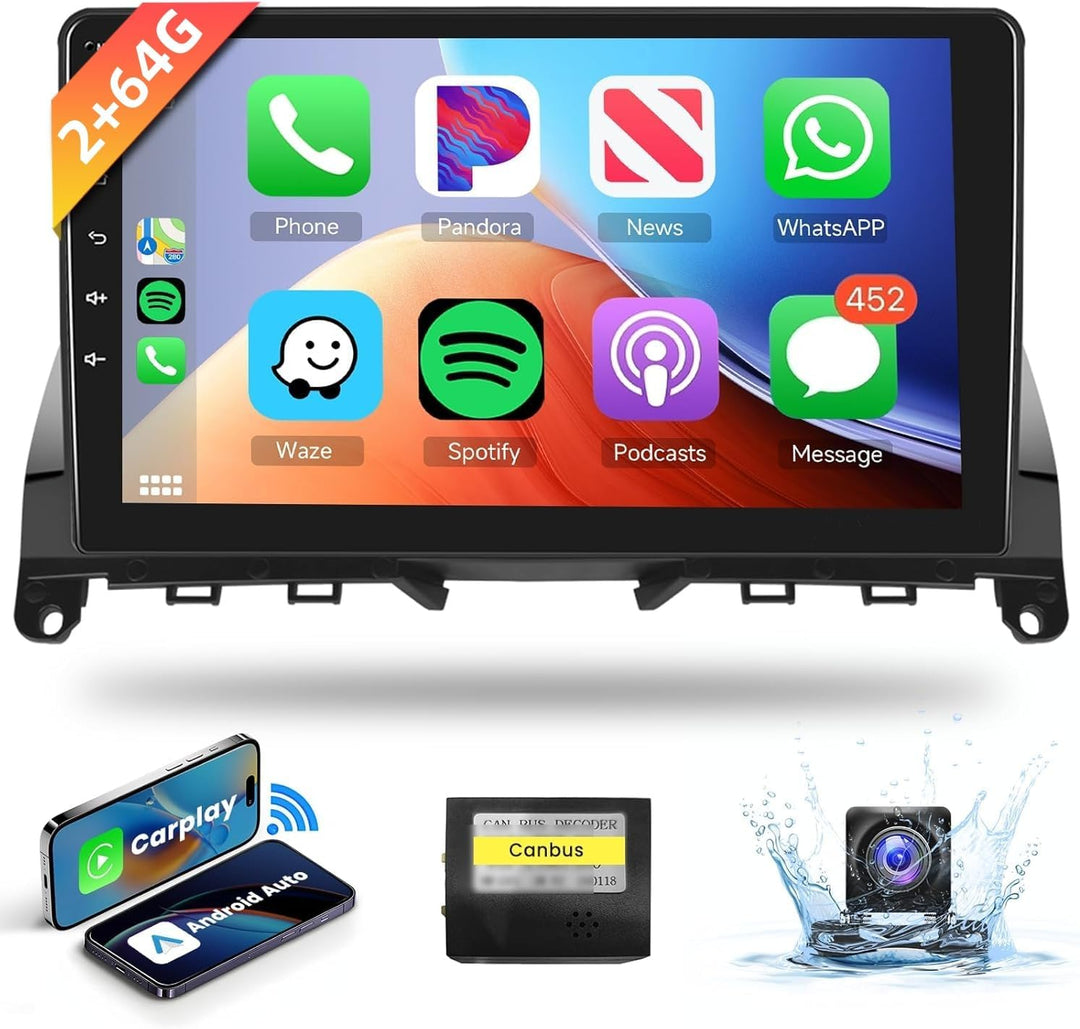 Für Mercedes C-klasse W204 S204 2007-2014 2+32G Podofo Android 11 Autoradio Apple Carplay Wireless H