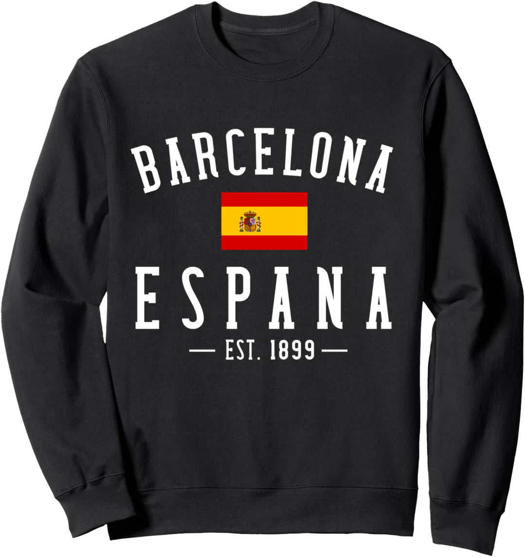 Barcelona Espana Spanien Est. Souvenir Flagge Karte Urlaub Sweatshirt