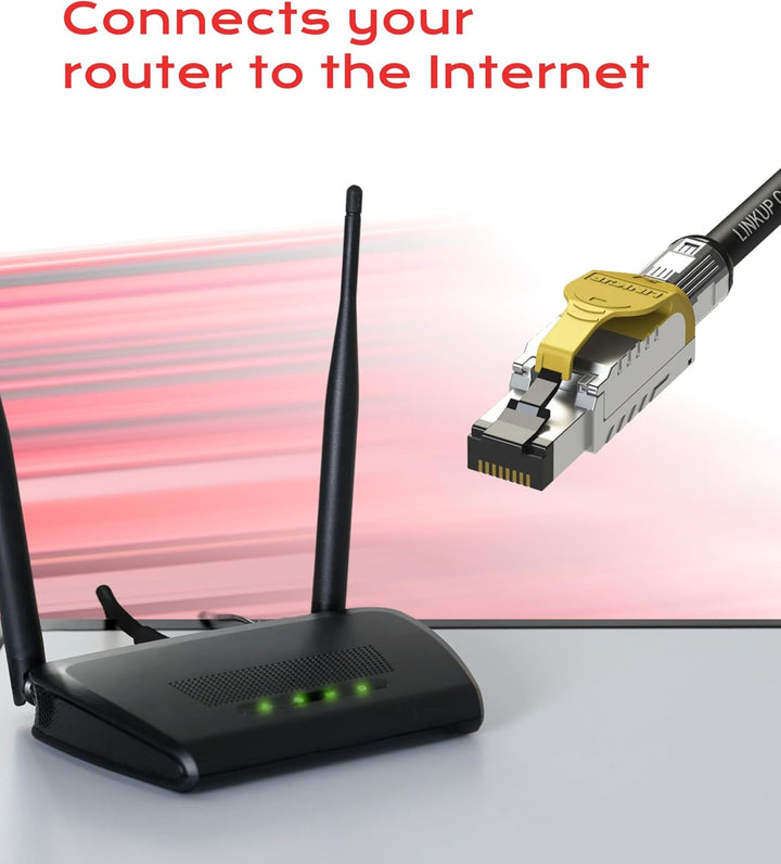 LINKUP - [GHMT & DSX8000 Zertifiziert] Cat8-Ethernet-Patchkabel S/FTP 22AWG Doppelt Geschirmtes Mass