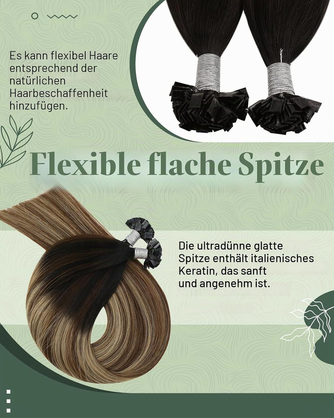Ugeat Flat Tip Extensions Bonding Extension Echthaar Balayage Extensions Echthaar Keratin Bondings S