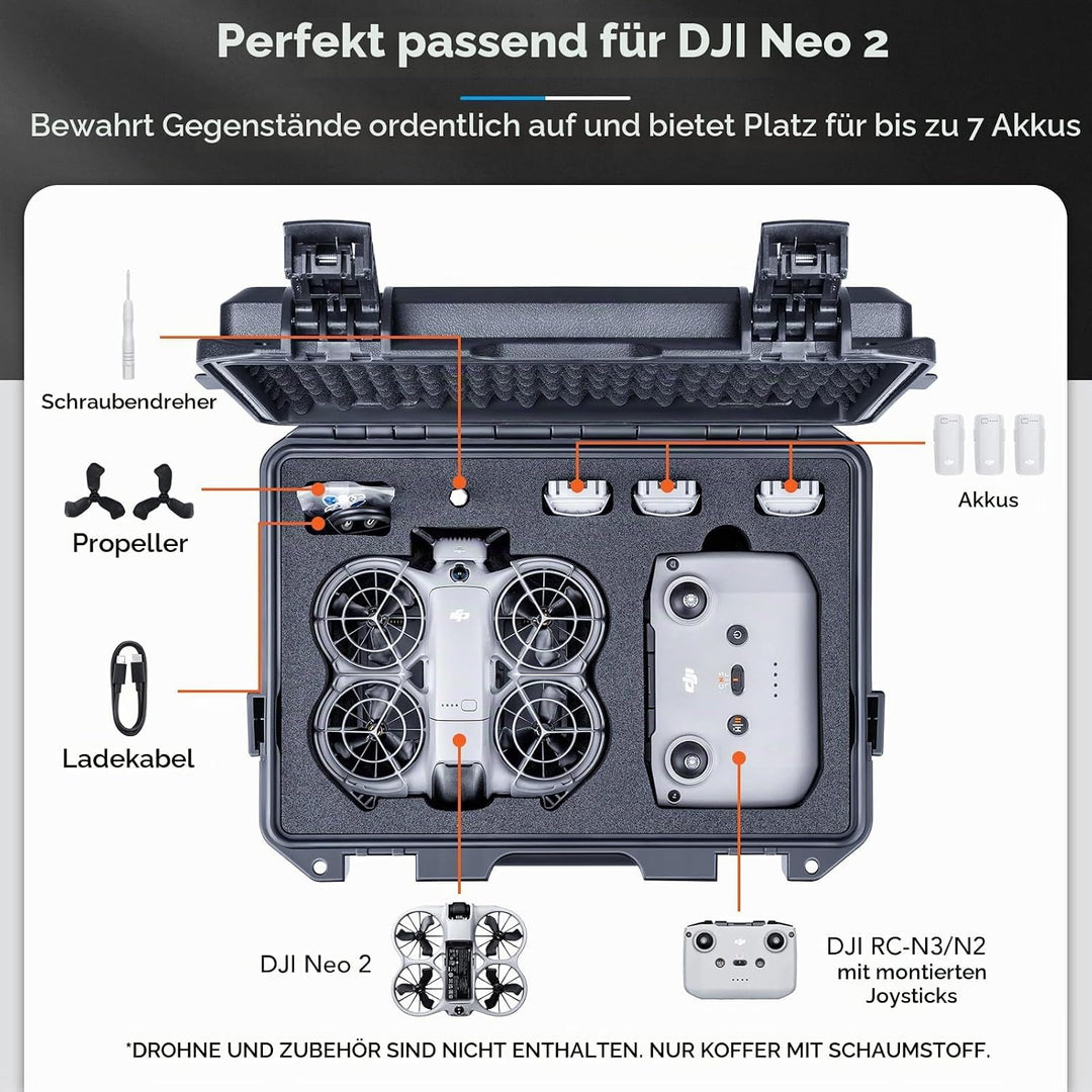 Lykus Titan N200 Wasserdicht Tasche/Koffer/Case für DJI Neo 2 Fly More Combo, RC-N3/N2, Unterstützun