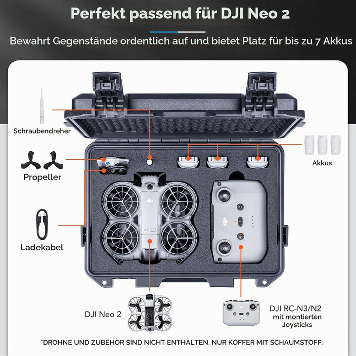 Lykus Titan N200 Wasserdicht Tasche/Koffer/Case für DJI Neo 2 Fly More Combo, RC-N3/N2, Unterstützun
