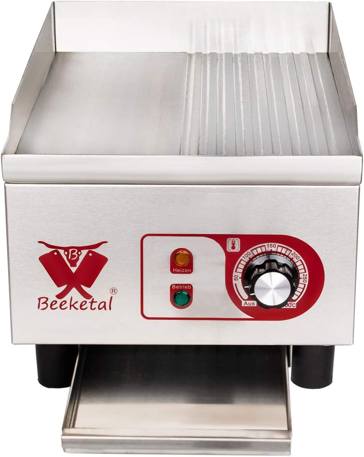 Beeketal 'BHGP-5' Profi Gastro Gusseisen Grillplatte elektrisch mit ca. 270 x 320 mm Grillfläche (gl