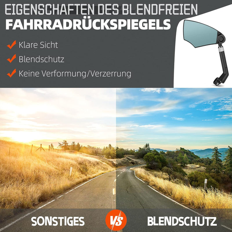 Fahrradspiegel für E-Bike - Fahrrad Rückspiegel Klappbar für Lenker 20-23mm, Fahrrad Spiegel Einzieh