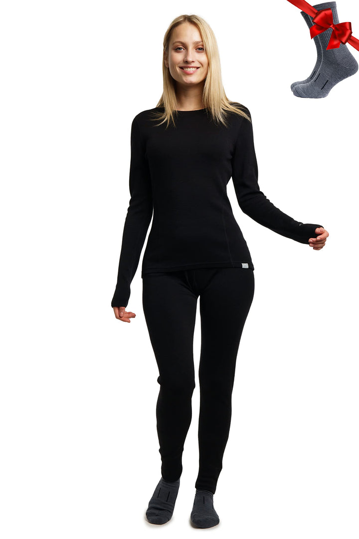 Merino.tech 100% Merino Unterwäsche Damen Set - Leicht, Mittelgewicht, Funktionsunterwäsche Merinowo