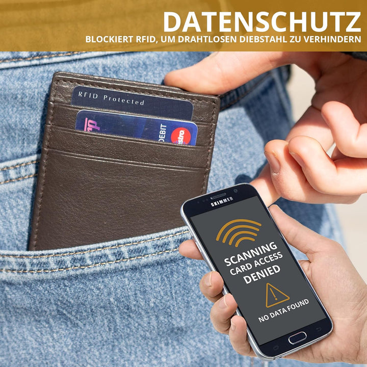 GARZINI Magic Wallet, RFID Geldbeutel für Herren aus echtem Leder mit Platz für 10 Karten, Mini Geld