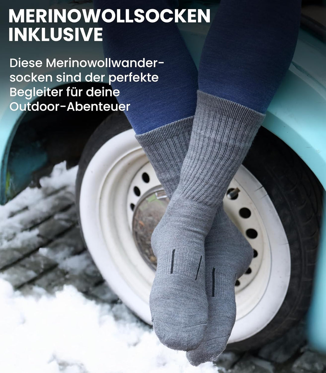 Merino Unterwäsche Herren - Lange Unterhosen Herren Merino Thermounterwäsche + Wollsocken 165 Black