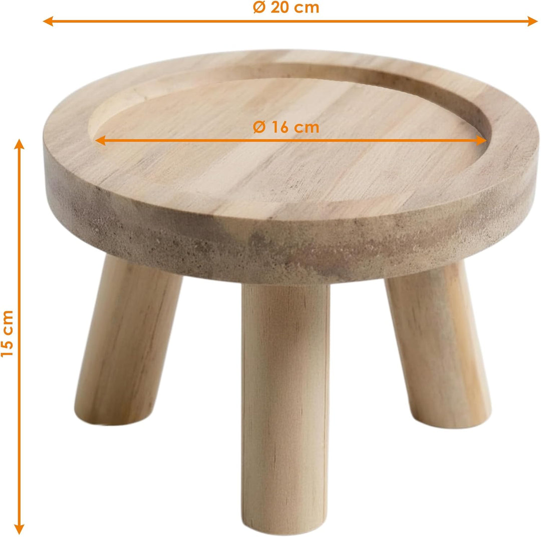 Spetebo Echtholz Blumenhocker mit 3 Beinen - Ø 20 cm - Deko Holz Hocker rund naturbelassen - Massivh