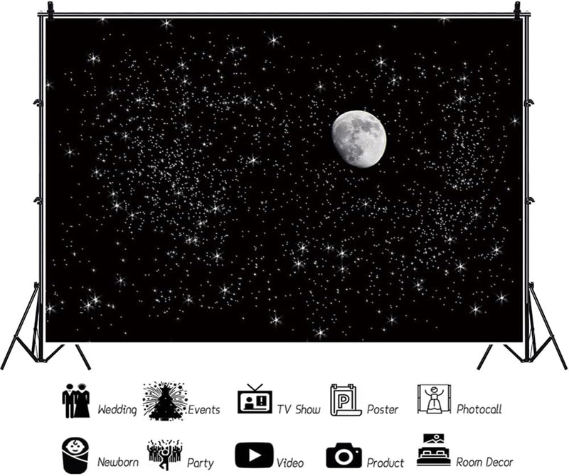 Renaiss 2.5x1.8m Schwarzer Nachthimmel Hintergrund Universum Weltraum Sternenhimmel Fotografie Hinte