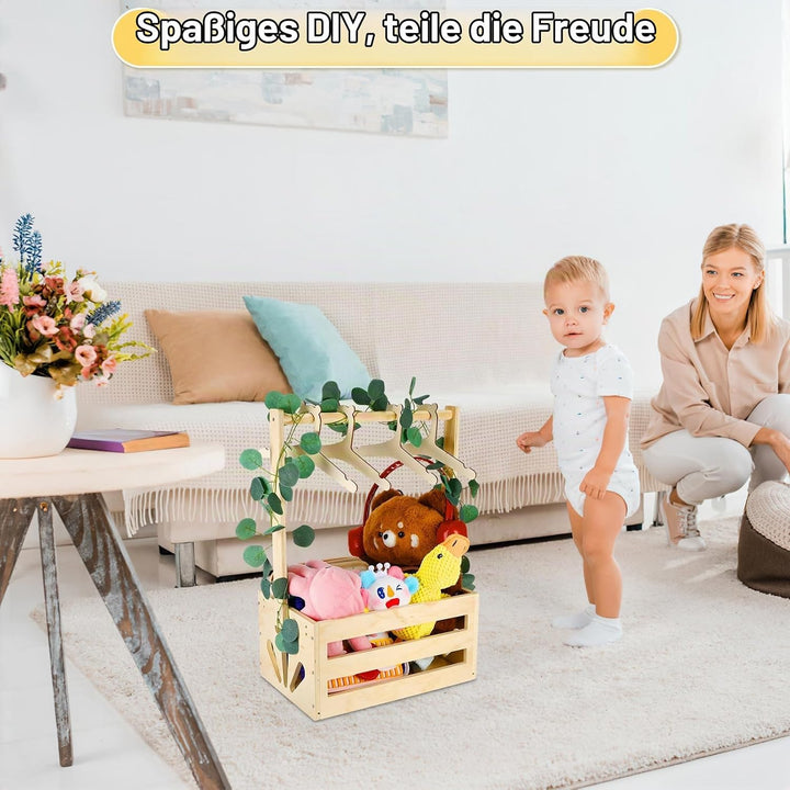 Alitree Babyparty Geschenk, Babyparty Geschenk mit Holz, Baby Aufbewahrungskorb Griff, Personalisier