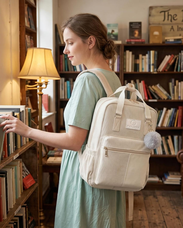 Makukke Rucksack Damen&amp;Herren, Cord Daypack Anti-Theft Tasche Casual Schultasche Citytasche, für Sch