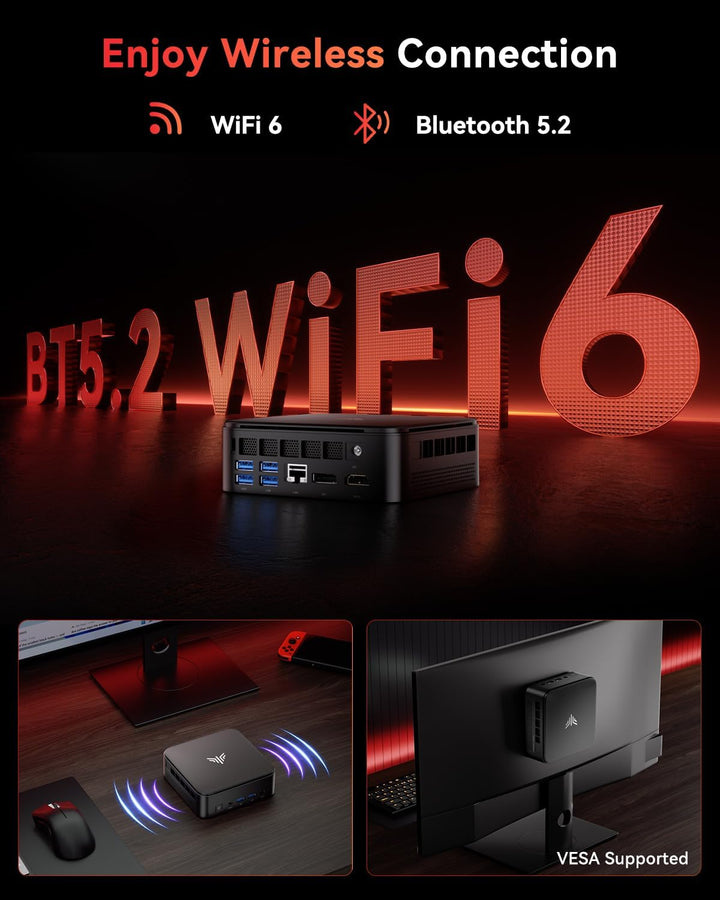 NiPoGi E3B Mini PC АMD Ryzen 5 7430U(Bis zu 4,3GHz) 16GB DDR4 512GB M.2 SSD, Mini Desktop Computer m