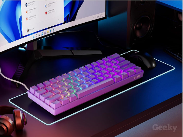Geeky GK61 60% | Hot Swappable Mechanische Gaming-Tastatur | 61 Tasten Multi Color RGB LED Hintergru