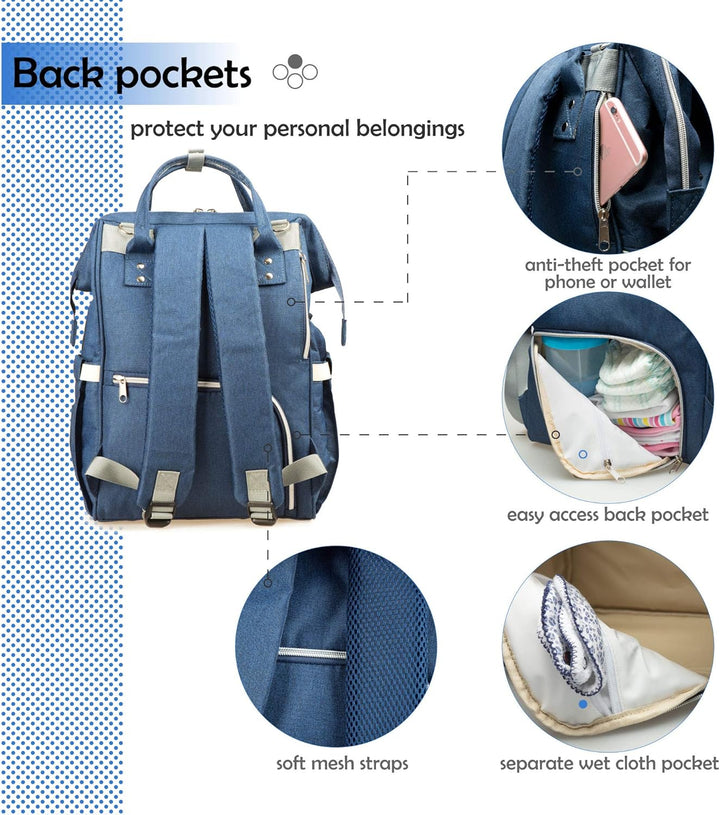 NEVEQ Baby Wickelrucksack, Babytasche für Reise, Wickeltasche Grosse Kapazität, Multifach Reise Ruck