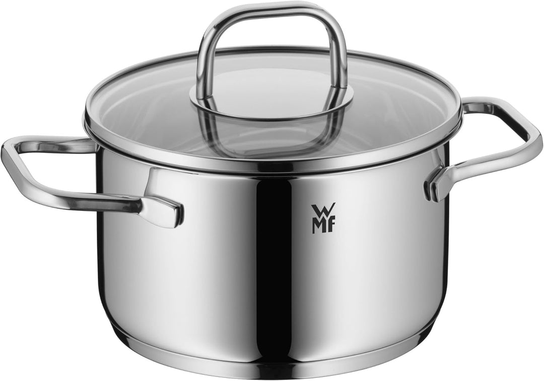 WMF Inspiration Kochtopf klein 16cm, Glasdeckel, Fleischtopf Induktion 1,9l, Cromargan Edelstahl pol