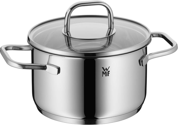 WMF Inspiration Kochtopf klein 16cm, Glasdeckel, Fleischtopf Induktion 1,9l, Cromargan Edelstahl pol