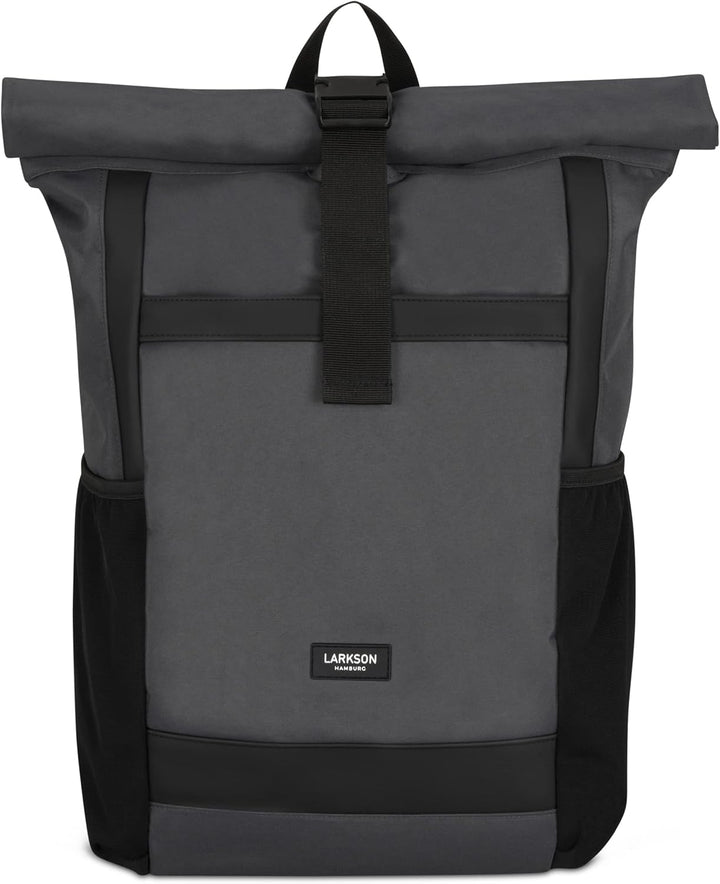 LARKSON Rolltop Rucksack Herren & Damen Gross Anthrazit - No 2 - Daypack für Schule, Uni, Fahrrad -