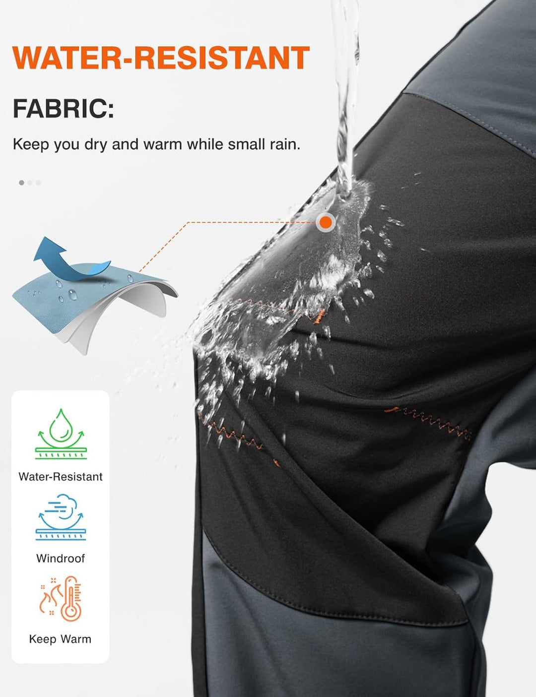 donhobo Herren Wanderhose Gefüttert Winterhose Wasserdicht Winddicht Warm Verdickte Softshellhose Ou