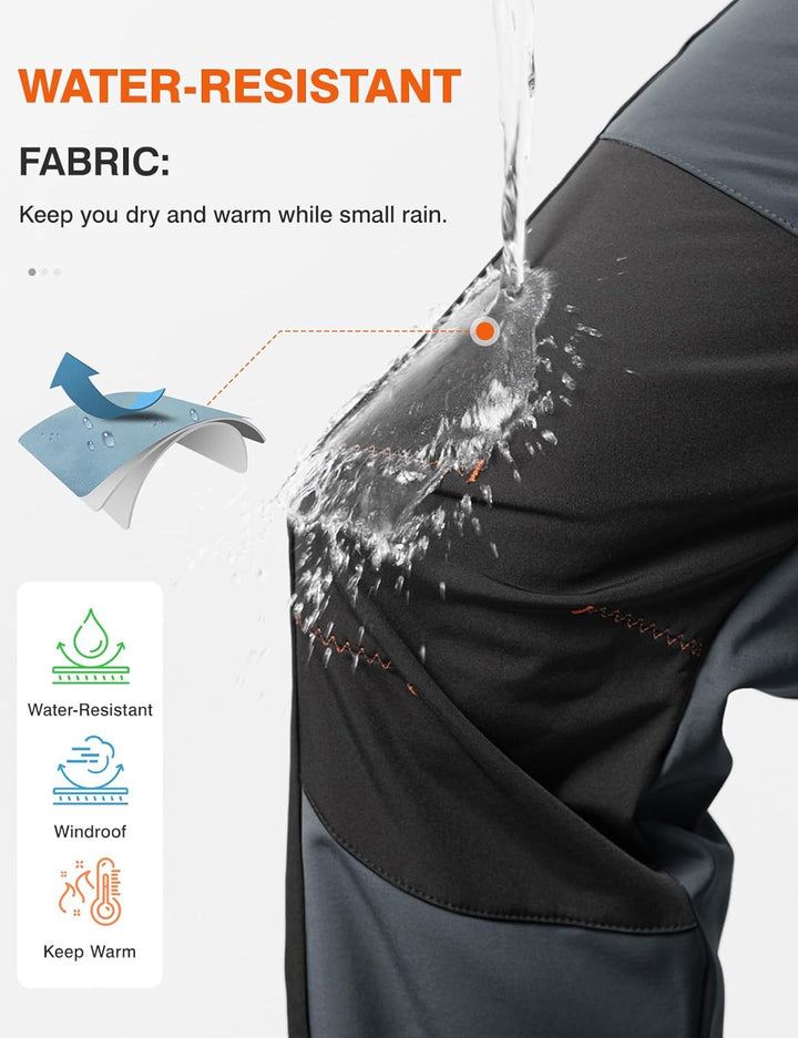 donhobo Herren Wanderhose Gefüttert Winterhose Wasserdicht Winddicht Warm Verdickte Softshellhose Ou