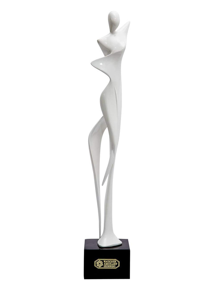 NENBOLEC Modern Skulptur Dekor Frau Statue Figuren Wohnzimmer Kunst Arts Polyresin Weiss Geschenk 42