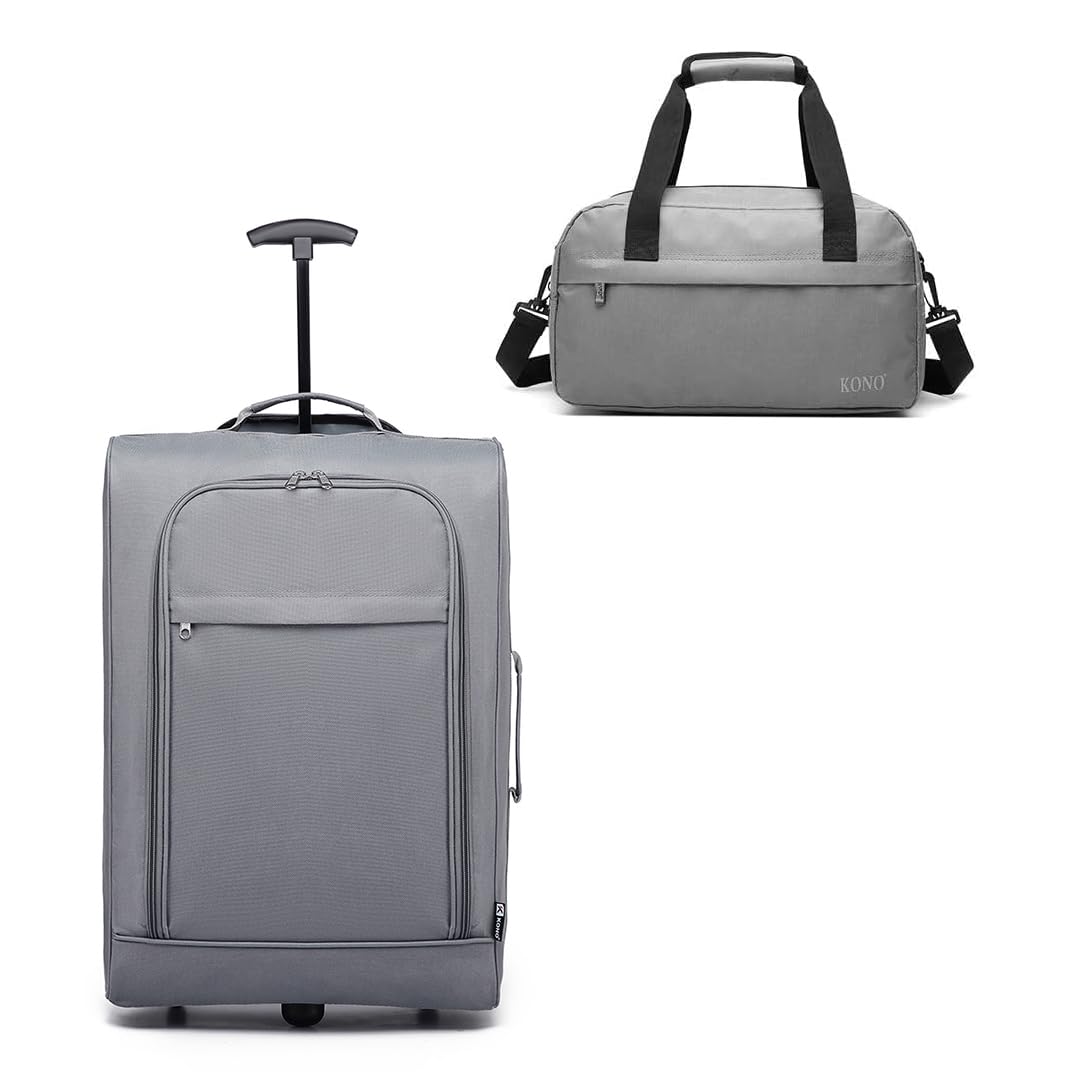 Kono Softcase Kabinentrolley Koffer mit Handgepäck Tasche, Leicht Reisekoffer mit 2 Rollen Kleiner K