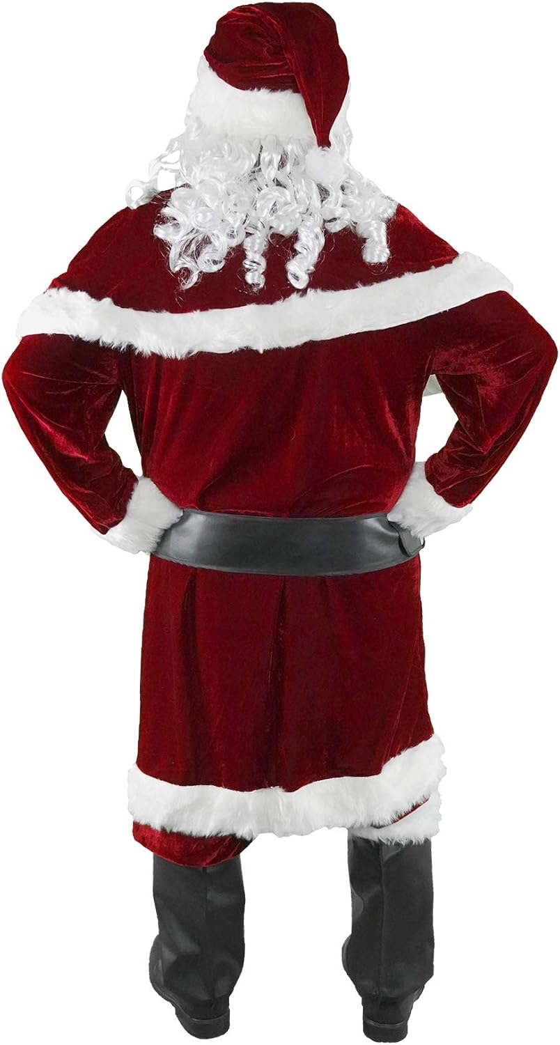 Ahititi Weihnachtsmann Kostüm für Männer 12 Stk Set Weihnachtsfeier Cosplay für Erwachsene Roter Del