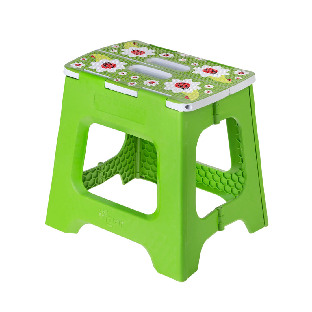 VIGAR Compact Lady Bug Tritthocker Klappbar 32 cm mit Griffen, 35 cm x 32 cm Ladybug On Top 32 cm, L
