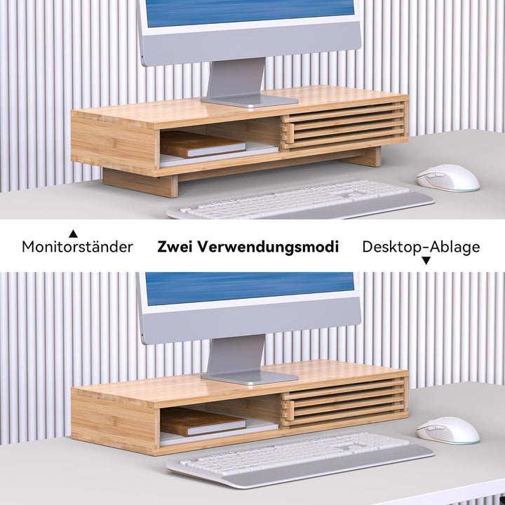 Dual-Monitorständer mit Schiebetür, doppelter Computer-Laptop-Ständer, Schreibtischregal-Organizer m