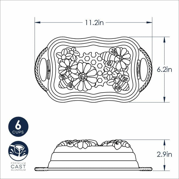 Nordic Ware Honeycomb Kastenform | Original Aluguss Gugelhupfform | Gugelhupfform mit Bienenmuster |