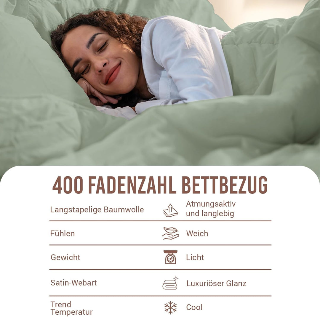 Pizuna 400 Fadenzahl aus Baumwolle Bettwäsche Staubiger Meeresschaum, 100% Langstaple Baumwolle Bett