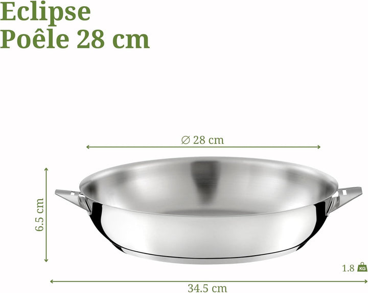 Cuisinox C61400WX13852 Eclipse Bratpfanne, Edelstahl, hochglanzpoliert