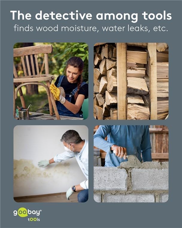 goobay Feuchtigkeitsmessgerät für Holz, Beton, Gips & Wände – Digitales Feuchtigkeitsmesser mit LCD-
