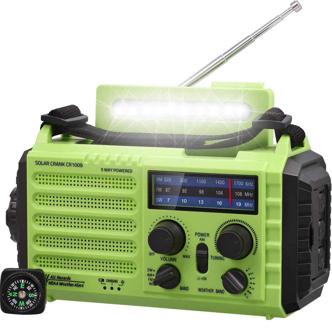 AM/FM/SW Baustellenradio Kurbelradio, Tragbares 5-Wege Wetter Solar Radio,Dynamo Handkurbel,Power Ba
