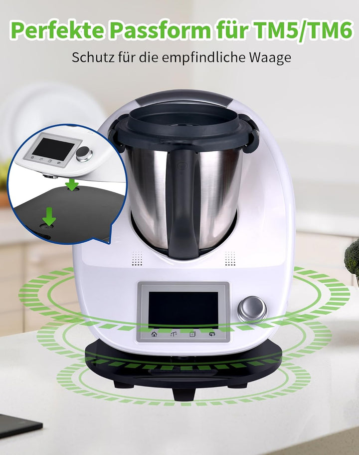 Gleitbrett für Thermomix TM6 TM5, 8mm Rollbrett Thermomix TM6 TM5 mit Rollen und Handgriff, Gleitbre