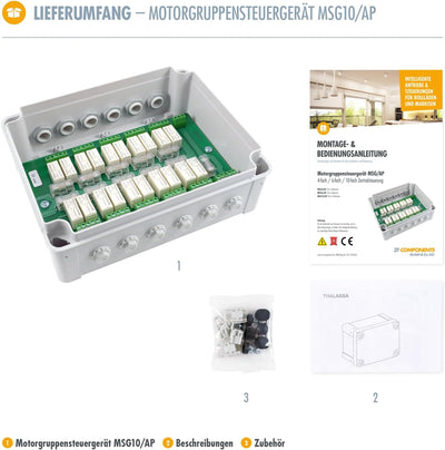 3T-MOTORS Motorgruppensteuergerät für 10 Motoren MSG10/AP, Rolladenmotor/Markisenmotor Einzel- und Z