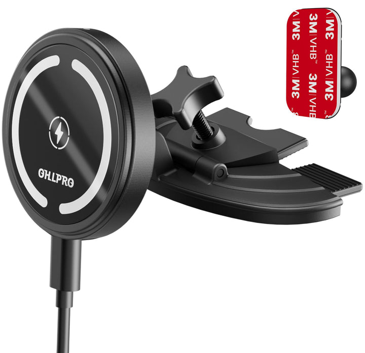 OHLPRO Magsafe Handyhalterung CD Schlitz Auto, Magnetische Autohalterung mit 15W Schnellladen, 360°
