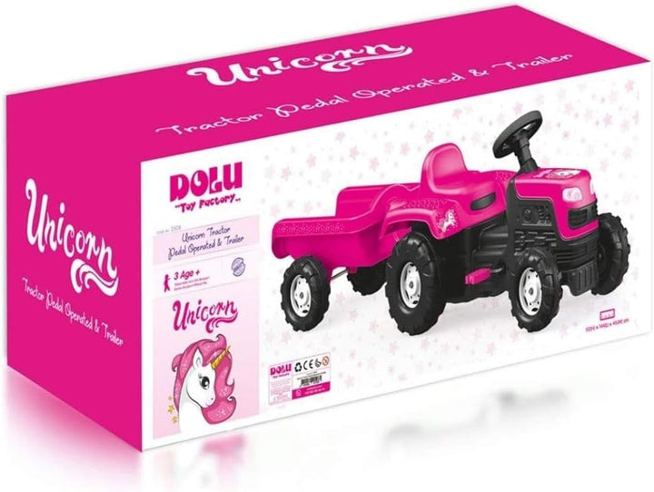 Dolu � Einhorn Kinder Traktor Pedalbetrieben & Anh�nger � Rosa Pedalbetriebener Traktor und Anh�nger