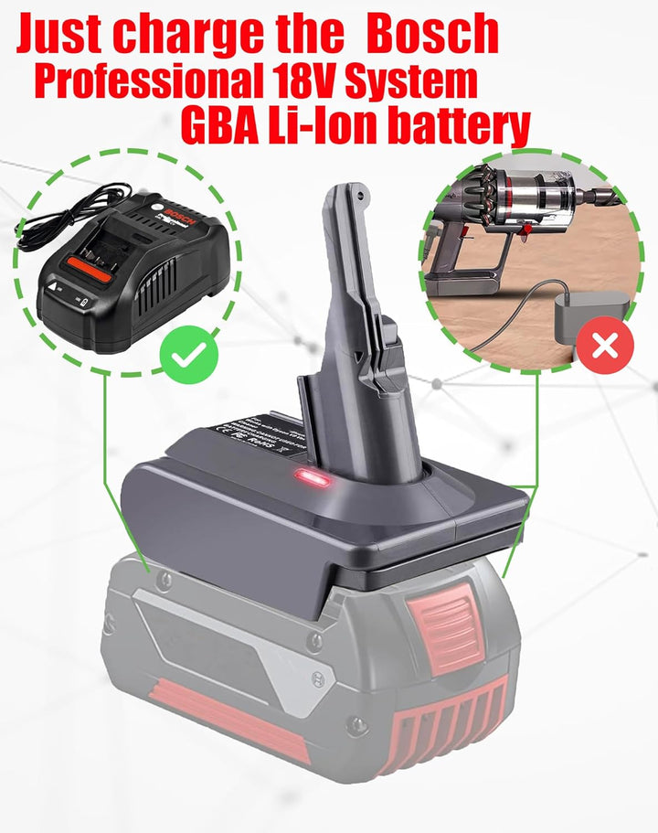2-in-1 V7/8 Akku-Adapter für Bosch 18V Akku umwandeln für Dyson V7/8 Handstaubsauger Akku kompatibel