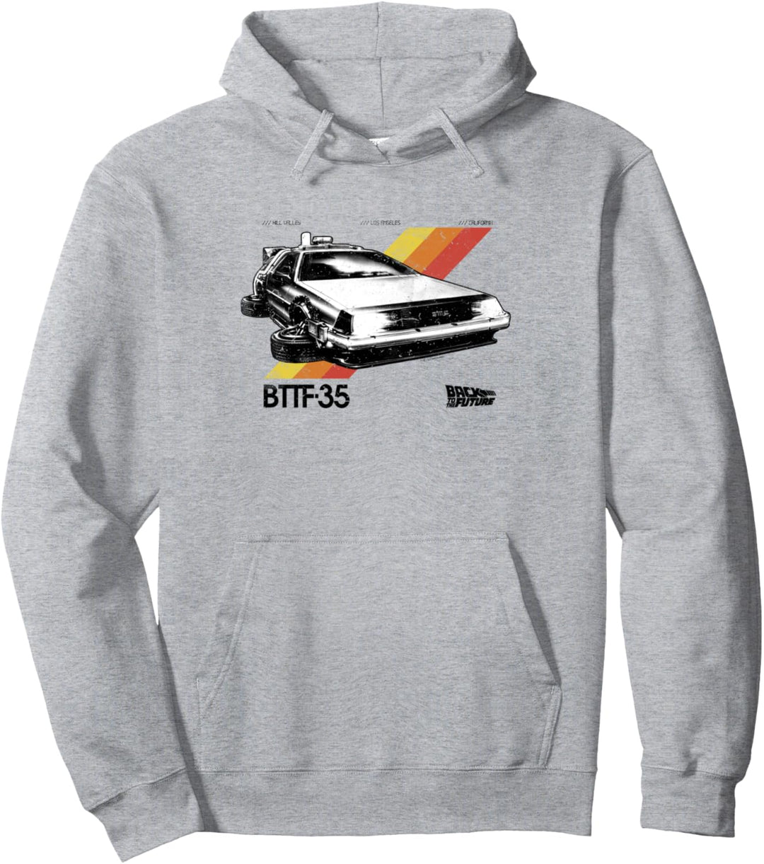 Back To The Future 35th Retro Stripe DeLorean Pullover Hoodie