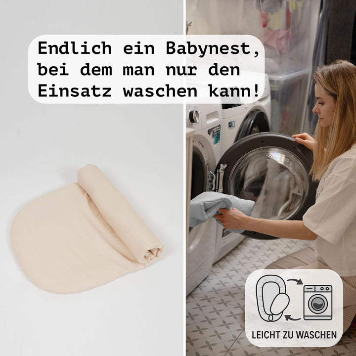 PaLulli® Extra Grosses Babynest 100x60 cm | Set mit herausnehmbarer Einlage Baumwolle | Beidseitig n