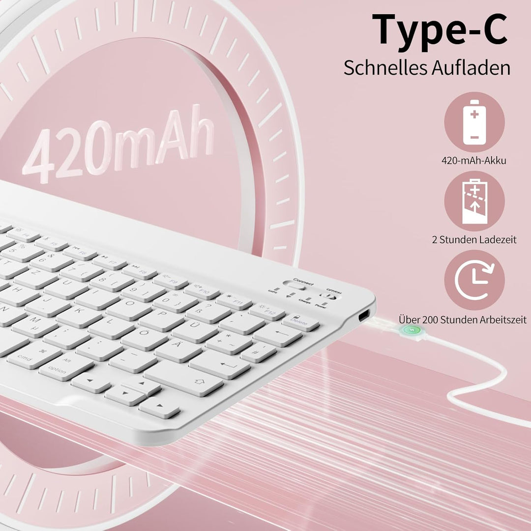 Hülle mit Tastatur für iPad A16 11 Generation 2025/10 Generation 2022(11/10.9 Zoll), Soft TPU Rücksc